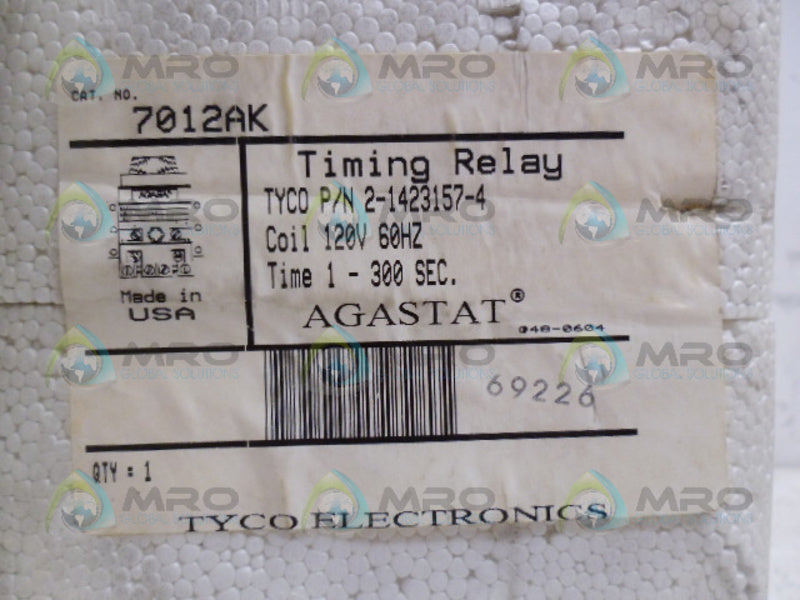 AGASTAT 7012AK TIMING DELAY RELAY 1-300 SEC. *FACTORY SEALED*