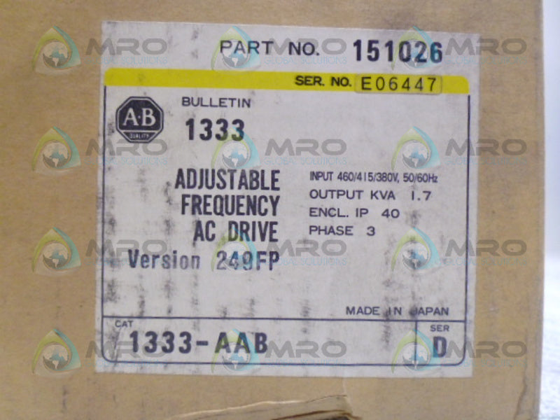 ALLEN BRADLEY 1333-AAB SER. D *FACTORY SEALED*