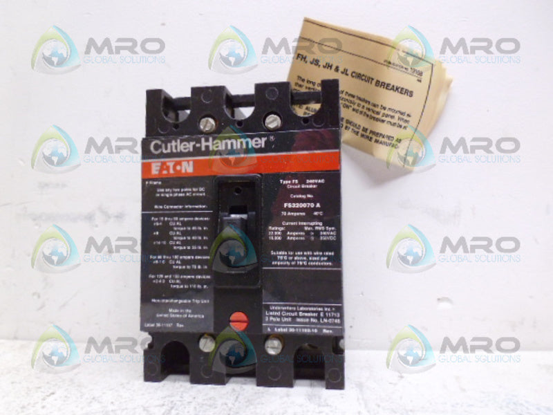 CUTLER HAMMER FS320070A CIRCUIT BREAKER 70A *NEW IN BOX*