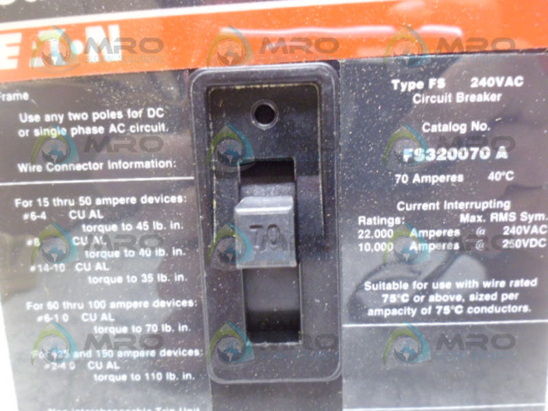 CUTLER HAMMER FS320070A CIRCUIT BREAKER 70A *NEW IN BOX*