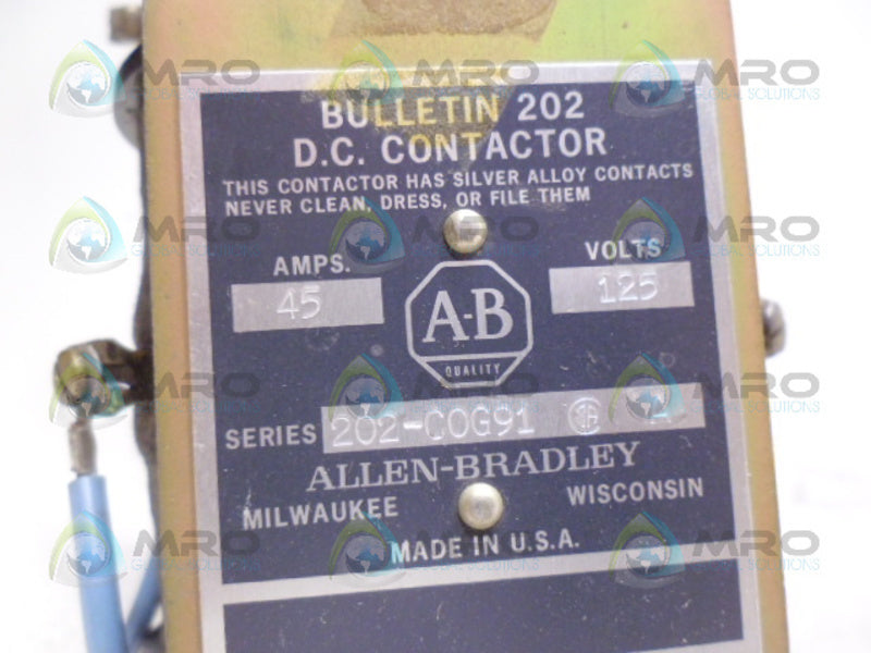 ALLEN BRADLEY 202-C0G91 SER. A CONTACTOR *NEW NO BOX*
