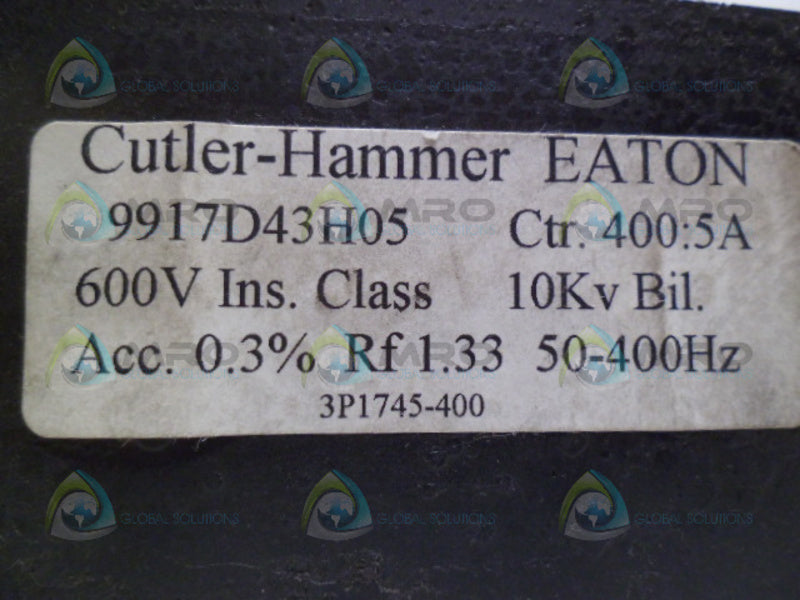 CUTLER HAMMER 9917D43H05 CURRENT TRANSFORMER 400:5A *USED*