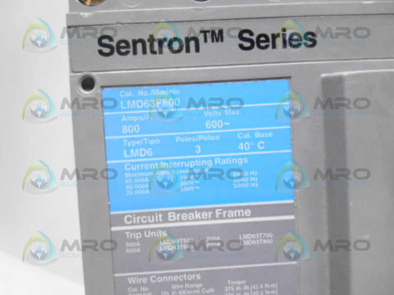 SIEMENS LMD63F800 CIRCUIT BREAKER FRAME 800A *NEW NO BOX*