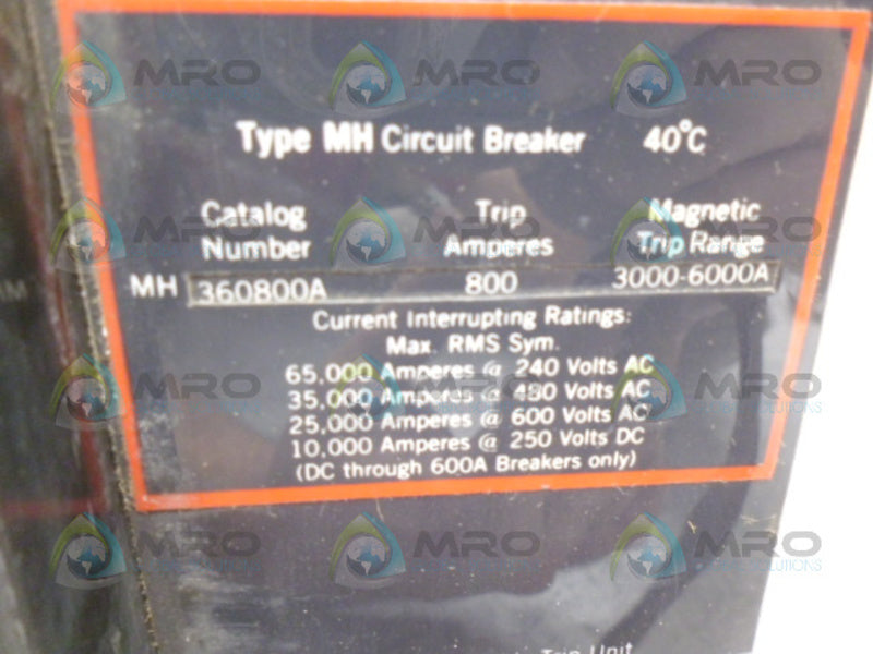 CUTLER HAMMER MH360800A CIRCUIT BREAKER 800A *NEW NO BOX*