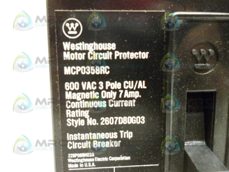 WESTINGHOUSE MCP0358RC CIRCUIT BREAKER 7A *NEW IN BOX*