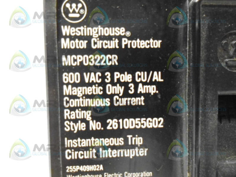 WESTINGHOUSE MCP0322CR CIRCUIT BREAKER 3A (AS PICTURED) *NEW NO BOX*