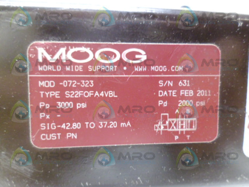 MOOG S22FOFA4VBL-072-323 SERVO VALVE (REMANUFACTURED)