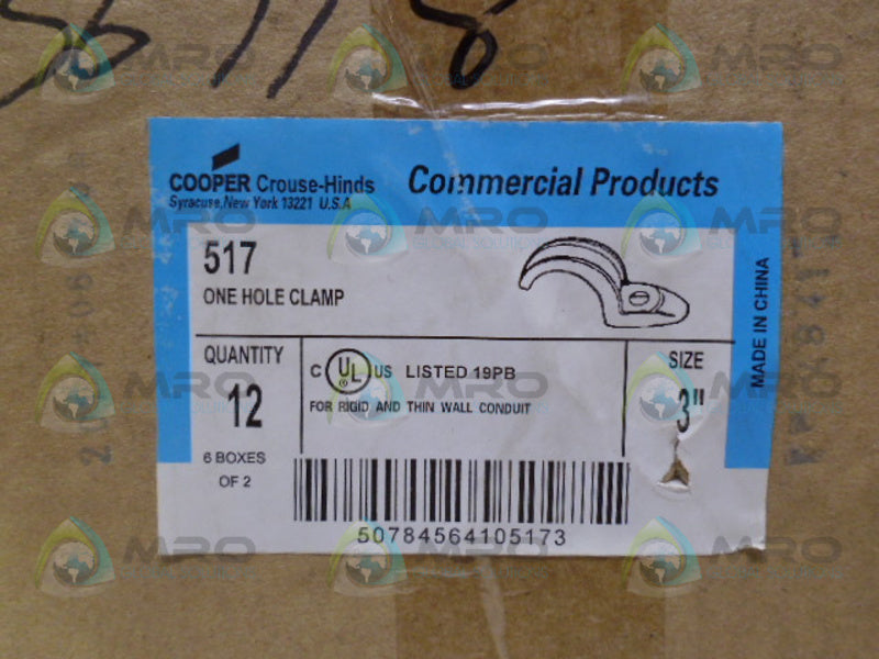 COOPER 517 ONE HOLE CLAMP 3" (PKG OF 12) *FACTORY SEALED*