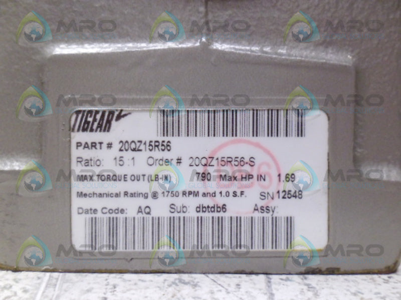 DODGE TIGEAR 2 20QZ15R56 GEAR REDUCER 1.69 HP 15:1 *NEW NO BOX*