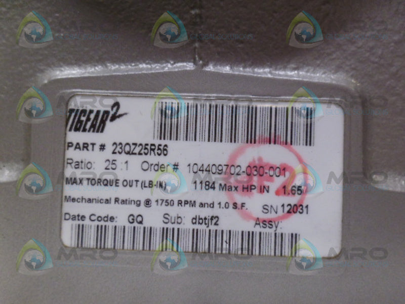 DODGE TIGEAR 2 23QZ25R56 GEAR REDUCER 1.65 HP 25:1 *NEW NO BOX*