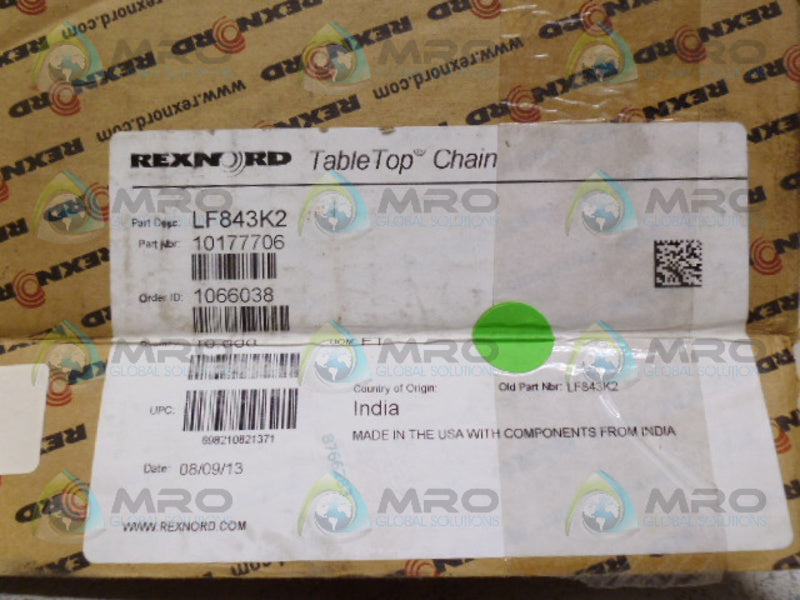 REXNORD 10177706 LF843K2 TABLE TOP CHAIN 10FT *NEW IN BOX*