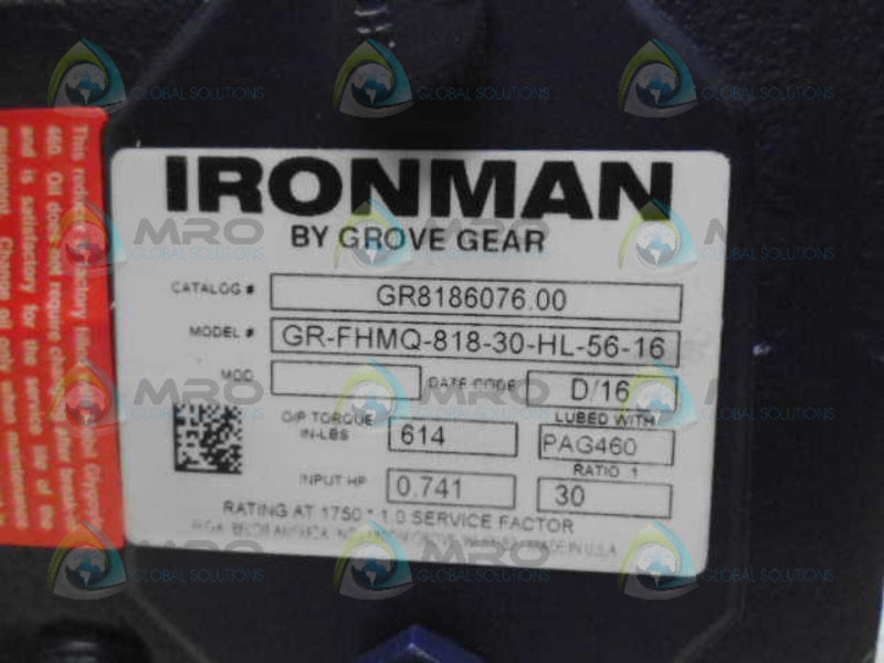 GROVE GEAR GR8186076.00 GR-FHMQ-818-30-HL-56-13 SPEED REDUCER *NEW NO BOX*