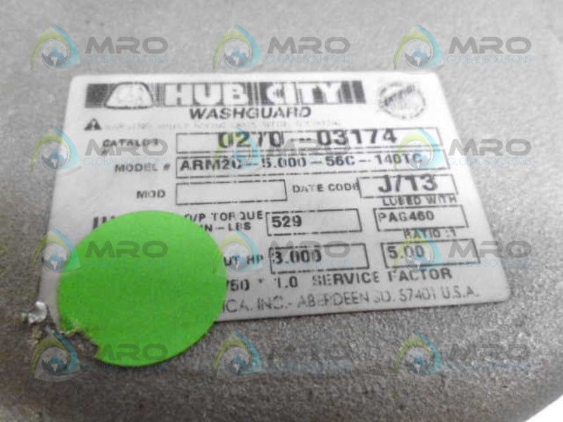HUB CITY 0270-03174 ARM2C-5.000-56C-140TC GEAR REDUCER 3.000 HP *NEW NO BOX*