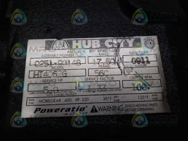 HUB CITY 0251-90148 HI4062G GEAR BOX 5 HP 100 RPM *NEW NO BOX*