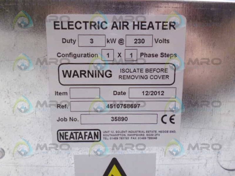 NEATAFAN TC3 ELECTRIC AIR HEATER 3kW 230V *NEW NO BOX*