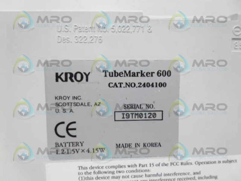 KROY 2404100 TUBE MARKER 600 *USED*