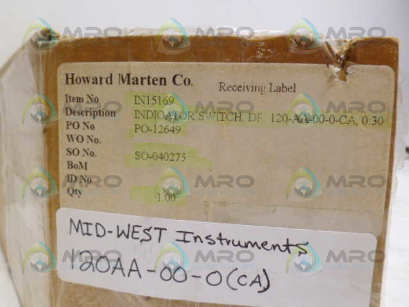 MID-WEST 120AA-00-0(CA)-30P PRESSURE GAUGE 0-30 PSI 0-200 KPA *NEW IN BOX*