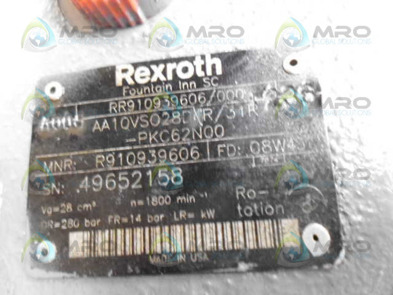 REXROTH AA10VSO8DR/31R-PKC62N00 R910939606 PUMP *NEW NO BOX*