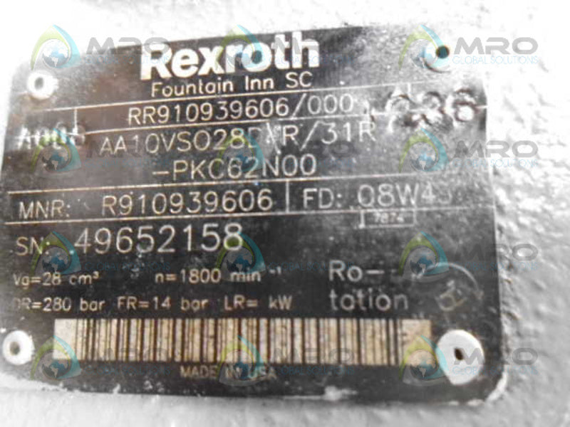 REXROTH AA10VSO8DR/31R-PKC62N00 R910939606 PUMP *NEW NO BOX*