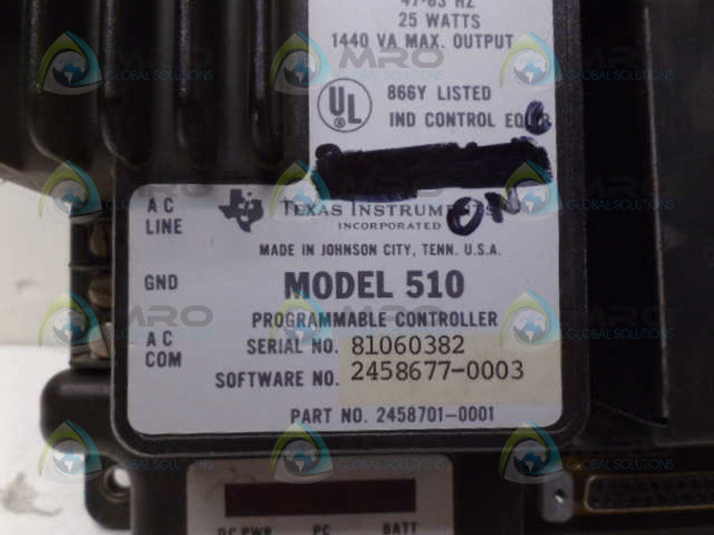 TEXAS INSTRUMENTS 510 2458701-0001 PROGRAMMABLE CONTROLLER *USED*