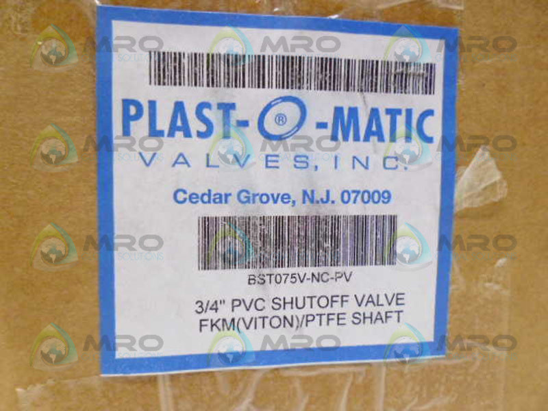 PLAST-O-MATIC BST075V-NC-PV PVC SHUTOFF VALVE 3/4" *NEW IN BOX*