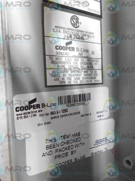 COOPER 863.5-12SC SCREW COVER ENCLOSURE (AS PICTURED) *NEW NO BOX*