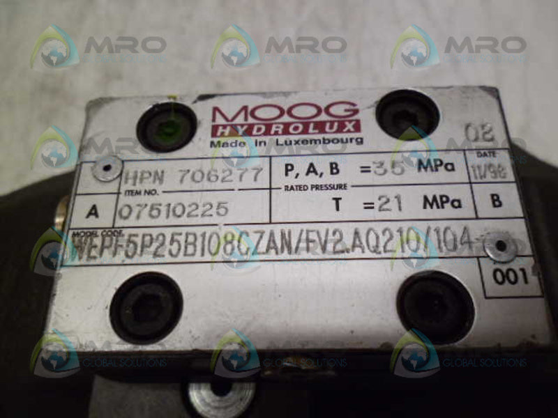MOOG HPN706277 07510225 VALVE *USED*