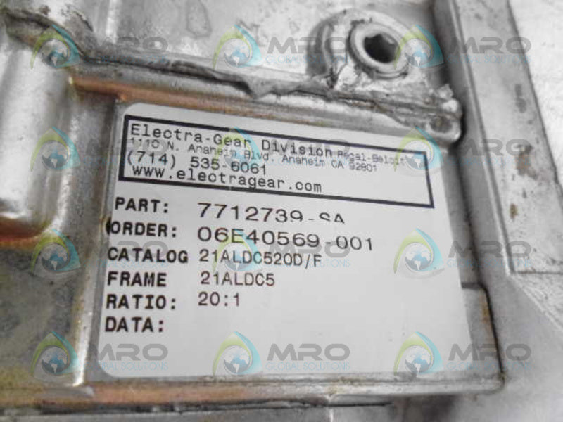 ELECTRA-GEAR 21ALDC520D/F RATIO 20:1 *NEW NO BOX*