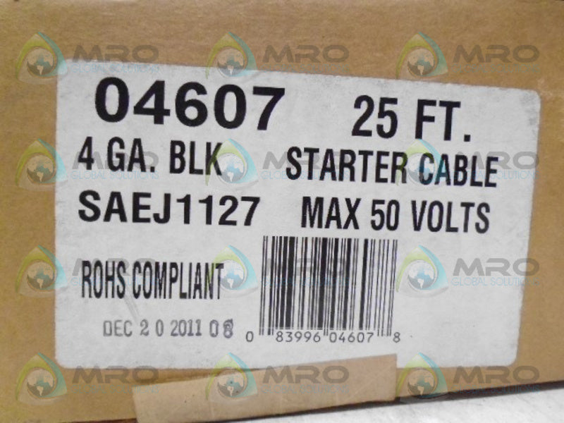 INDUSTRIAL MRO PART# 04607 4GAB1K SAEJ1127 25' STARTER CABLE *NEW IN BOX*