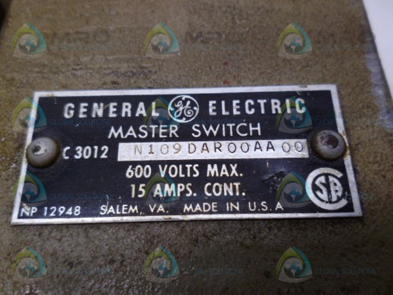 GENERAL ELECTRIC IC3012 N109DAR00AA00 MASTERSWITCH *USED*