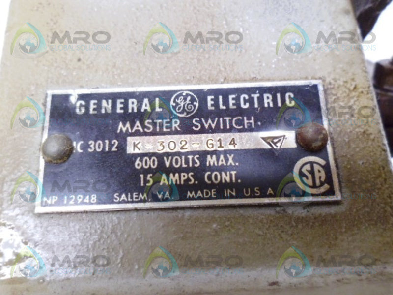 GENERAL ELECTRIC IC3012 K-302-G14 (AS PICTURED) MASTERSWITCH *USED*