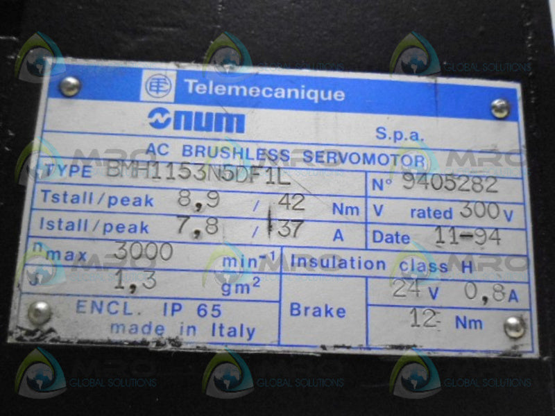 TELEMECANIQUE BMH1153N5DF1L AC BRUSHLESS SERVO MOTOR *USED*