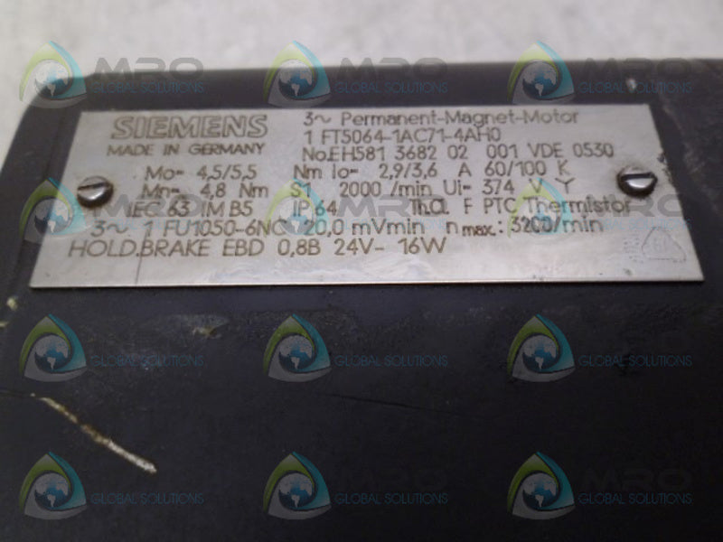 SIEMENS 1FT5064-1AC71-4AH0 P/M MOTOR *USED*