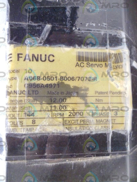 FANUC A06B-0501-B006/7073-R AC SERVO MOTOR *USED*