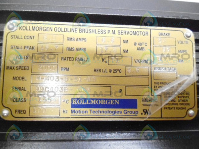 KOLLMORGAN M-403-B-31-B3 BRUSHLESS P.M. SERVO MOTOR *NEW IN BOX*