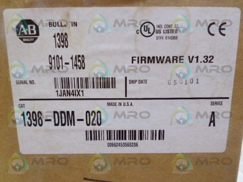 ALLEN BRADLEY 1398-DDM-020 SER A F/W V1.32 SERVO DRIVE *FACTORY SEALED*
