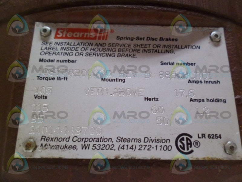 STEARNS 108708200020 BRAKE NSNP