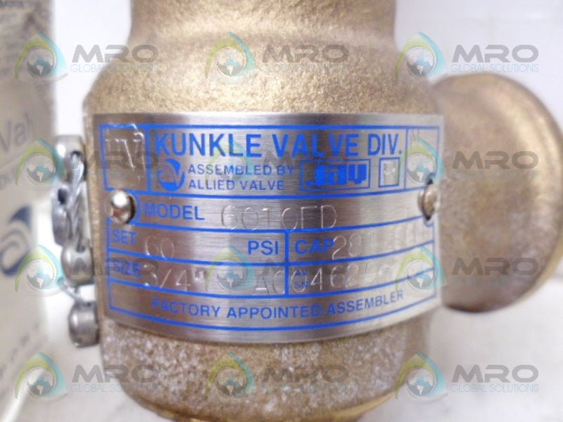 KUNKLE 6010FD 3/4" SAFETY RELIEF VALVE NSNP