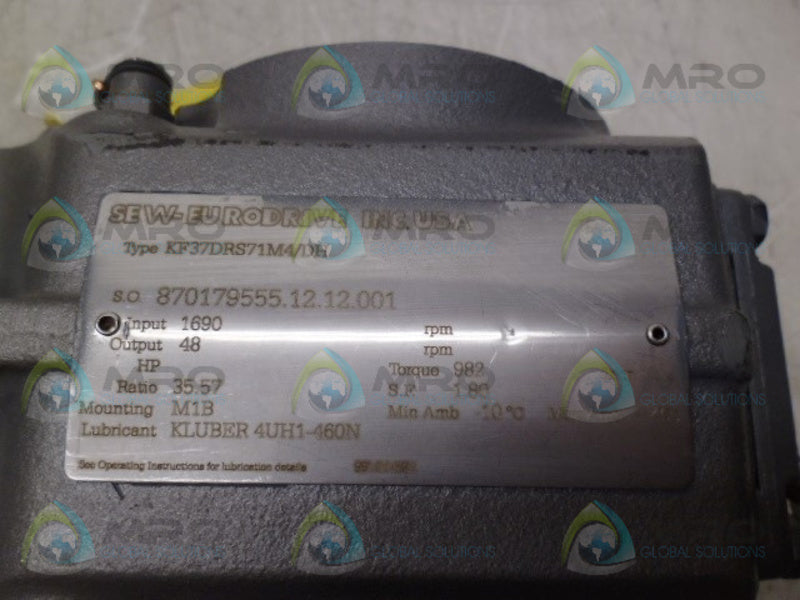 SEW EURODRIVE KF37DRS71M4/DH RATIO 35.57 GEARMOTOR NSNP