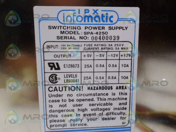 IPX INFOMATIC SPA-4250 SWITCHING POWER SUPPLY NSMP