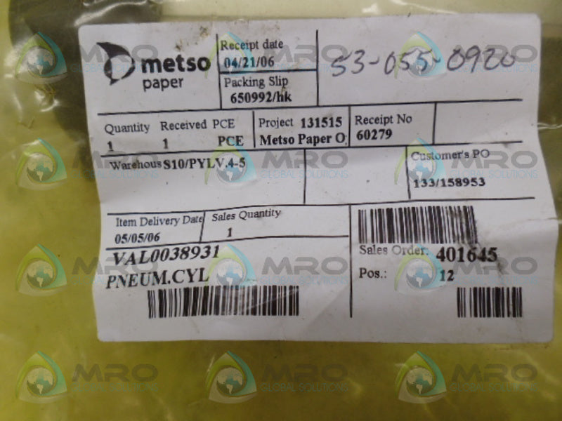 METSO VAL0038931 PNEUMATIC CYLINDER NSMP