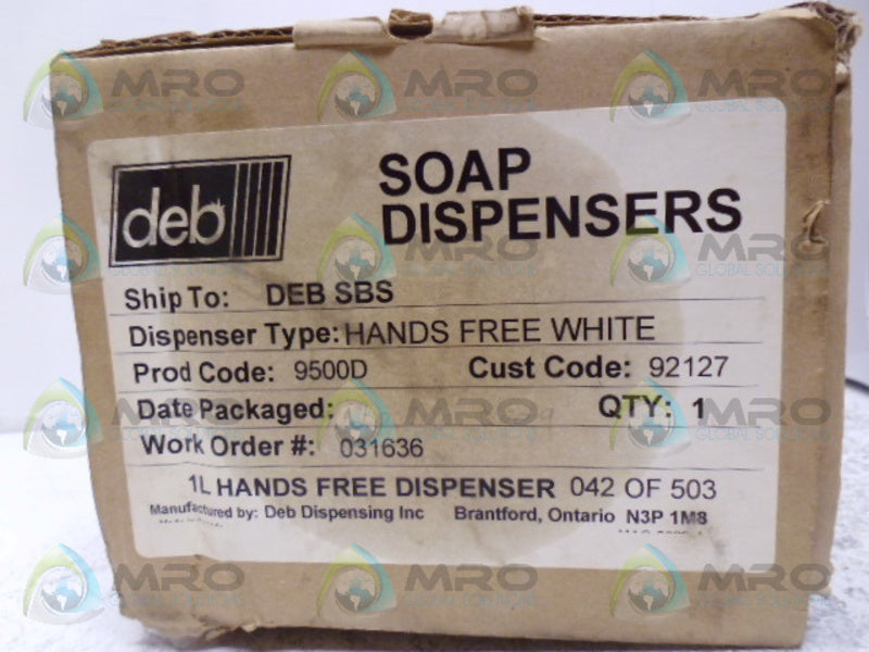 DEB 9500D HANDS FREE WHITE SOAP DISPENSER NSMP