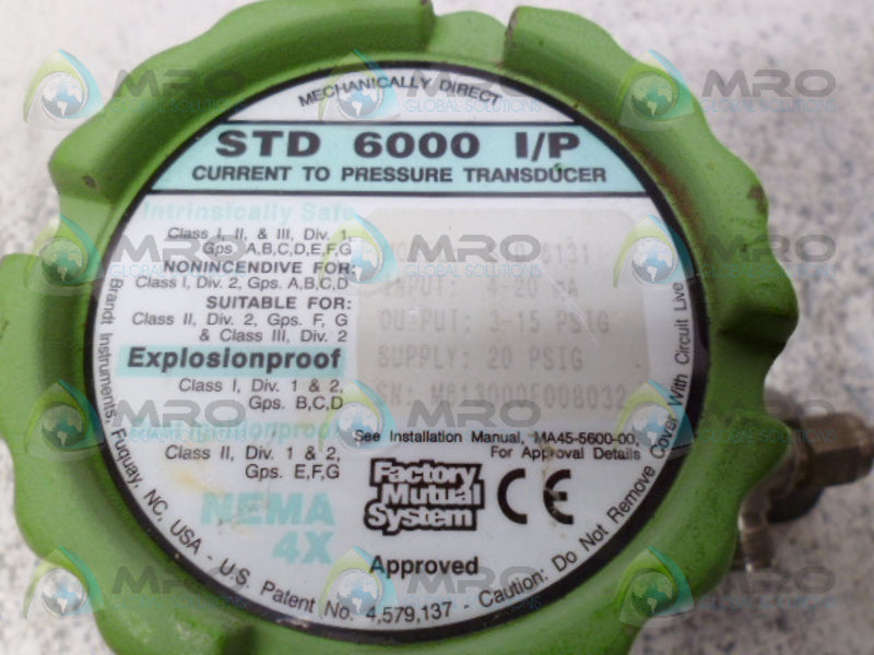 BRANDT INSTRUMENTS STD6131 TRANSDUCER (AS PICTURED)  UNMP
