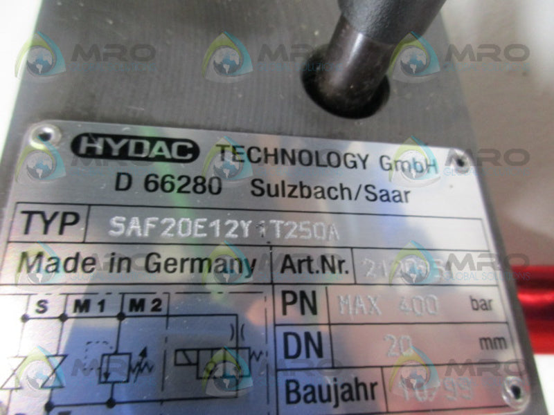 HYDAC SAF20E12Y1T250A SAFETY AND SHUT-OFF BLOCK NSNP