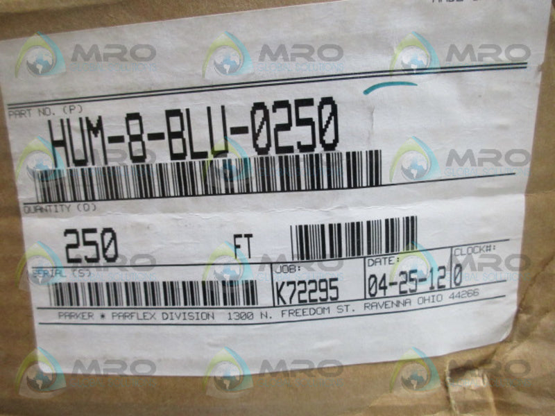 PARKER HUM-8-BLU-0250 250FT POLYURETHANE TUBING NSMP