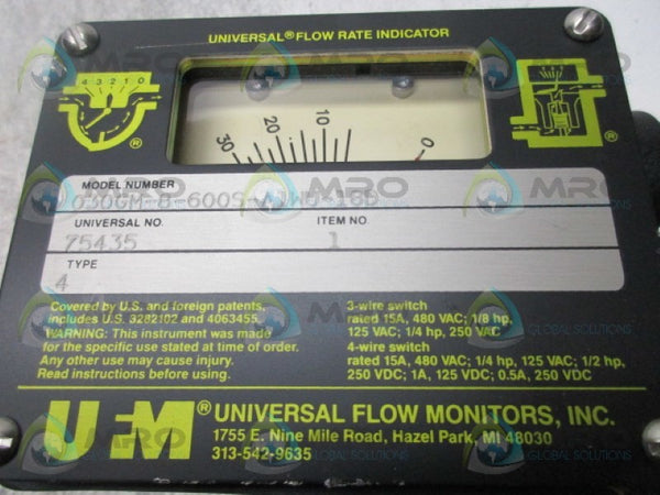 UFM 030GM-8-600S-A1WU-18D UNIVERSAL FLOW RATE INDICATOR NSNP