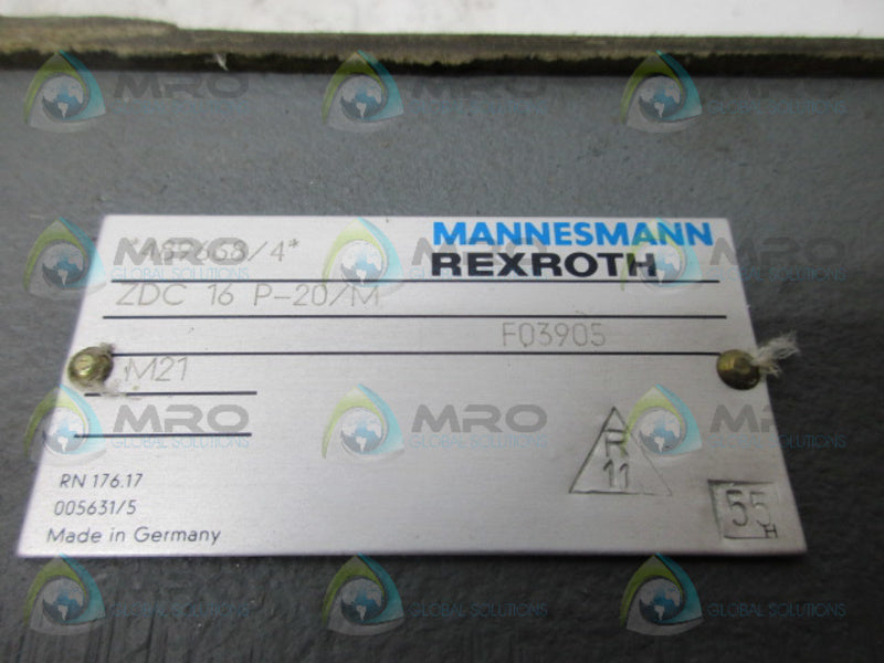 MANNESMANN REXROTH ZDC16P-20/M PRESSURE REDUCING SANDWICH PLATE NSNP