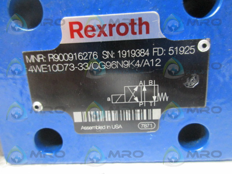 REXROTH 4WE10D73-33/CG96N9K4/A12 DIRECTIONAL VALVE (AS PICTURED) NSNP