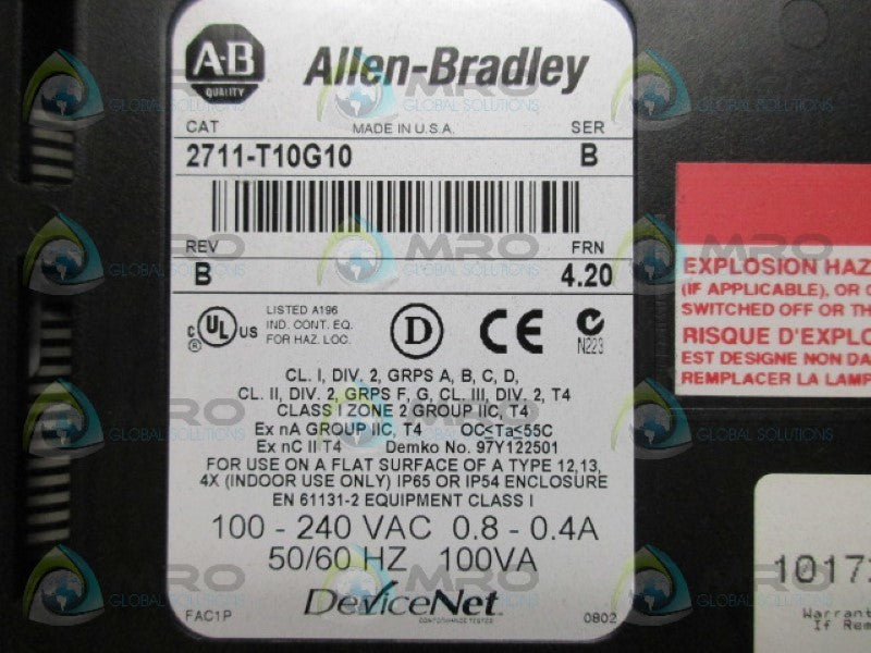 INDUSTRIAL SPARE PART 2711-T10G10 SER B FRN: 4.20 NSNP