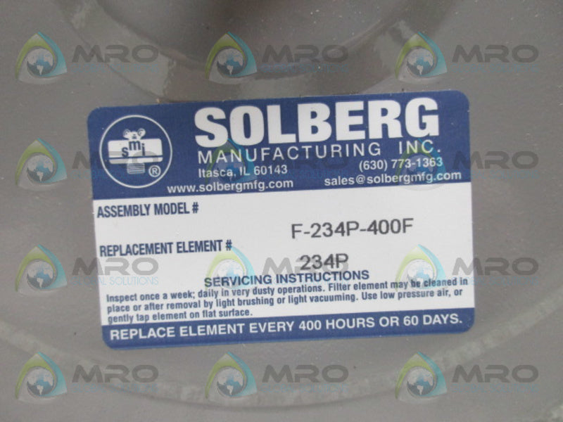 SOLBERG F-234P-400F DRYBASE & MIXING FILTER INTAKE 4" NSNP